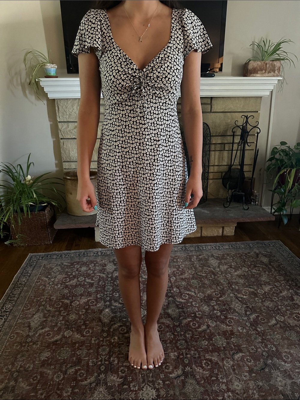Levi's Black Mini Dress with White Floral Print
